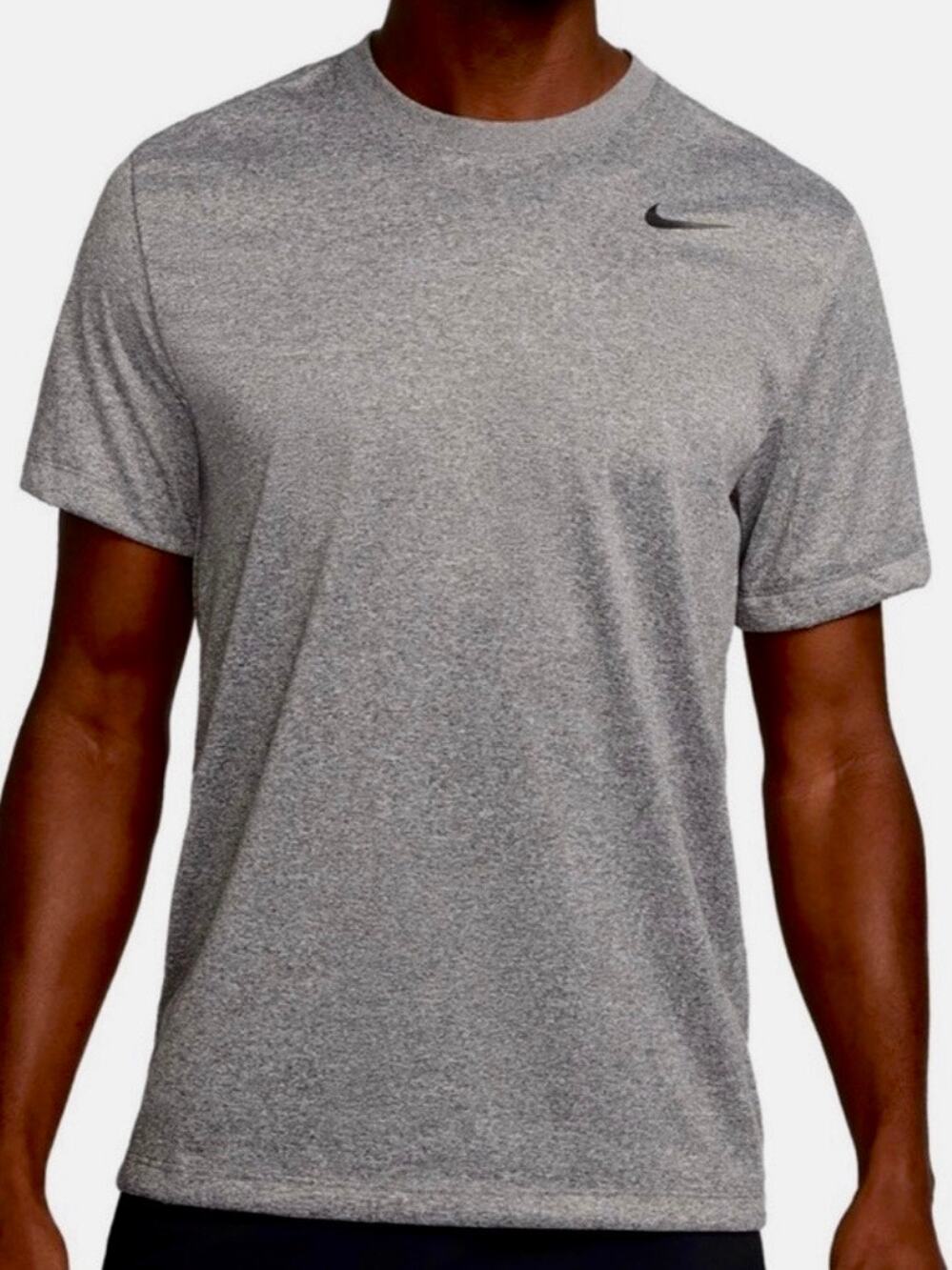 Nike Legend Dri-FIT Short-Sleeve Tee S Athletic T-Shirt Heather Grey Black Logo